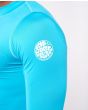 Camiseta de protección solar UPF 50+ Rip Curl Corps UV turquesa para hombre logo manga