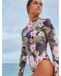 Mujer con Licra de Surf con manga larga Roxy Pro The Overhead Antracita Floral lifestyle