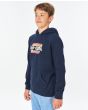 Niño con Sudadera surfera con capucha Rip Curl Mama Fleece azul marino lateral