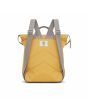 Mochila mediana impermeable Roka London Bantry B Sustainable Canvas Flax amarilla posterior