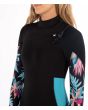Traje de surf de neopreno Hurley Advantage Plus 4/3mm Fullsuit para mujer en color negro con estampado floral lateral