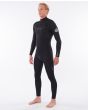 Hombre con traje de neopreno con cremalllera en el pecho Rip Curl Dawn Patrol 5/3mm Steamer negro lateral 