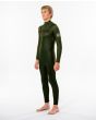 Traje de surf de neopreno con cremallera en el pecho Rip Curl Dawn Patrol 5/3mm para niño en color verde lateral