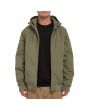 Hombre con parka con capucha Volcom Hernan 5K Jacket Wintermoss Verde abierta
