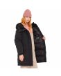 Mujer con Parka gruesa y acolchada con capucha Volcom Sleepi Puff Up Negra bolsillo interior