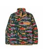 Forro polar Patagonia Lightweight Synchilla Snap-T verde con estampado de salmones para hombre