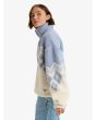 Mujer con forro polar sherpa de media cremallera Roxy Mountain Story Blanco y Azul lateral