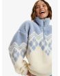 Mujer con forro polar sherpa de media cremallera Roxy Mountain Story Blanco y Azul mangas