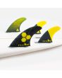 Quillas para tabla de surf FCS II Al Merrick Performance Core Tri-Quad Fins Amarillas Talla L inboard