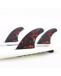 Quillas para tabla de surf FCS II Filipe Toledo Performance Core Tri-Fins en color negro y rojo Talla L inboard