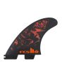 Quillas para tabla de surf FCS II Filipe Toledo Performance Core Tri-Fins en color negro y rojo Talla L