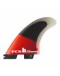 Quillas para tabla de surf FCS II Accelerator Performance Core Grom Tri Fins negras y rojas