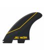 Quillas para tabla de surf FCS II JS Performance Core Carbon Tri Fins negras Large frontal