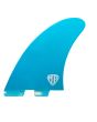 Quillas para tabla de surf FCS II Mark Richards Freeride Performance Glass Twin Fin XL en azul, rojo y blanco posterior