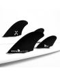 Quillas para tabla de surf FCS II Rob Machado Performance Glass Quad Fins Negras X-Large Set Up