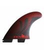 Quillas para tabla de surf FCS II Sharp Eye Performance Core Tri Fins negras y rojas Large 