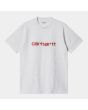 Camiseta de manga corta Carhartt WIP Script gris logo rojo para hombre