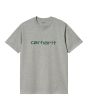 Camiseta de manga corta Carhartt WIP Script Grey Heather-Chervil para hombre