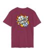 Camiseta de manga corta Santa Cruz Flaming Dice Dot Chest burdeos para hombre posterior