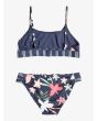 Conjunto de bikini bralette Roxy Vacay for Life Girl Azul Marino Floral para niñas de 7 a 16 años posterior
