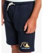 Niño con short de felpa Quiksilver Easy Day Azul marino detalle logo
