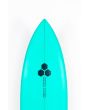 Shortboard Channel Islands Al Merrick Twin Pin 5'11" 32.9L en color turquesa frontal nose