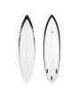 Tabla de Surf Shortboard Pukas Water Lion 6'4" Chris Christenson blanca y negra Cola Round Square FCS II Thruster