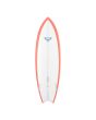 Tabla de Surf Shortboard Roxy Fish 5'10" 36L en color blanco con los cantos en coral posterior