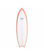 Tabla de Surf Shortboard Roxy Fish 5'10" 36L en color blanco con los cantos en coral frontal