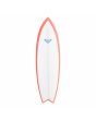Tabla de Surf Shortboard Roxy Fish 6'2" 41.9L en color blanco con los cantos en coral frontal