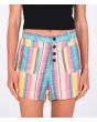 Pantalón corto de tiro alto Hurley Button Front Multicolor para mujer