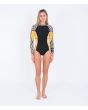Mujer con traje de surf de primavera Hurley Advantage 2/2mm con cremallera frontal amarillo y negro