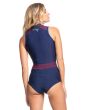 Mujer con Springsuit Roxy Short Jane 1.5 mm Rise Collection azul marino posterior