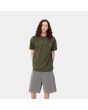 Hombre con camiseta orgánica de manga corta Carhartt WIP American Script Plant Verde