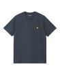 Camiseta de manga corta Carhartt WIP Chase Dusky Blue-Gold para hombre