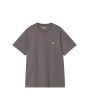 Camiseta de manga corta Carhartt WIP Chase color gris pórfido y dorado para hombre