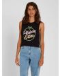 Camiseta de tirantes corta para mujer Volcom Stone Hour negra Frontal