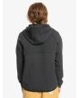 Hombre con sudadera con capucha y cremallera parcial Quiksilver Step Off gris posterior
