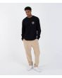 Hombre con sudadera de cuello redondo Hurley Eagle High Negra ajuste regular