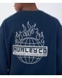 Hombre con Sudadera Hurley Ironclad Heavyweight Azul Marino bordado espalda