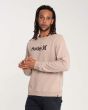 Hombre con sudadera polar Hurley One and Only Seasonal Crew beige lateral