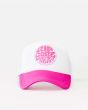 Gorra estilo camionero Rip Curl Surfers Essentials Trucker rosa y blanca para Mujer Frontal
