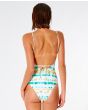 Mujer con Traje de baño Rip Curl Summer Palm de una pieza y buena cobertura Light Aqua posterior