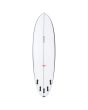 Tabla de Surf Midlength Js Surfboards El Baron 6'8 Round Pin 40 Litros Blanca FCS II 5 fin set up bottom