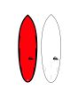 Tabla de Surf Quiksilver QS Hybrid 6'0" 34,3L Roja Sistema Quillas Futures