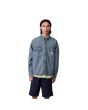 Hombre con sobrecamisa Carhartt WIP Tigan Shirt Jacket Black/Blue Fog Garment Dyed cierre de botones
