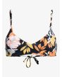 Top de Bikini Roxy Beach Classics negro con estampado floral para mujer