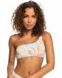 Mujer con Top de Bikini Asimétrico Roxy Island In The Sun azul con estampado floral