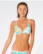 Mujer co nTop de bikini de triángulo fijo Rip Curl Summer Palm Light Aqua