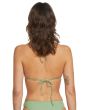 Mujer con Top bikini Volcom Simple Seamless verde triangular ajuste de lazada